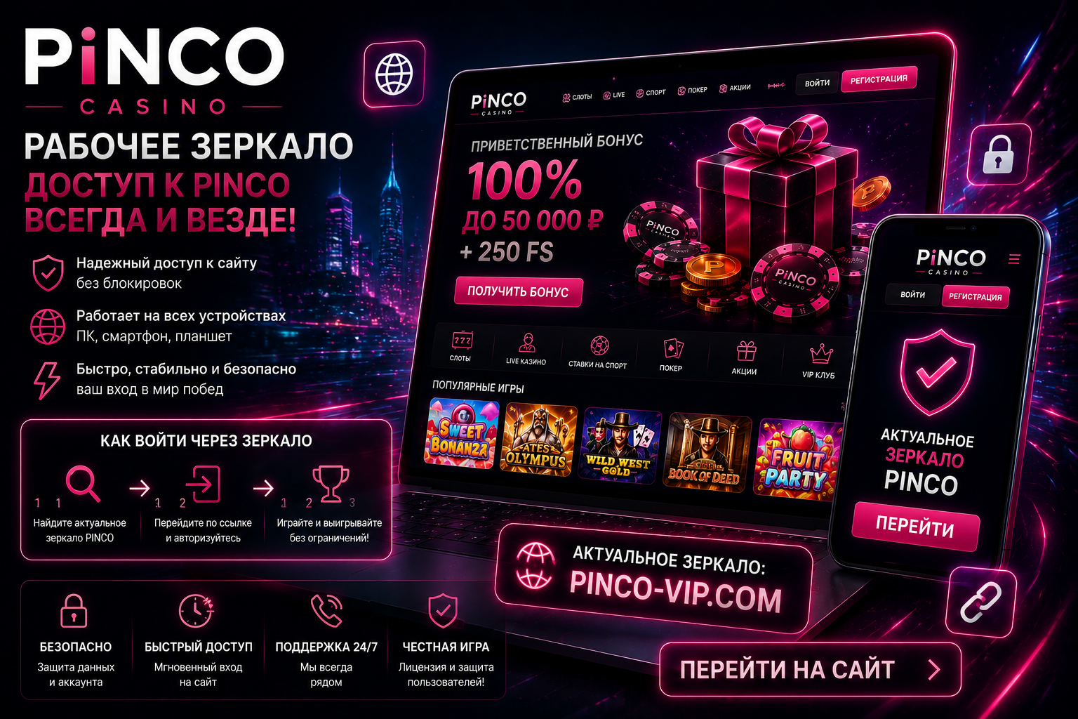 Пинко казино зеркало